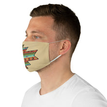 Load image into Gallery viewer, Southwestern Aztec Element With Colorful Stripes Pattern Printed on Faux Tan Suede Fabric Face Mask Southwestern Ethnic
