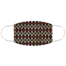 Load image into Gallery viewer, Tan With Red and Black Paying Card Suits Pattern Fabric Face Mask Printed Cloth Gambling Poker