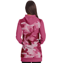 Load image into Gallery viewer, Pink Camouflage Longline Hoodie Dress With Solid Pink Contrast Sleeves