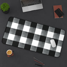 Load image into Gallery viewer, Buffalo Check Desk Mat in Black, White and Gray Mouse Desk and Keyboard Pad