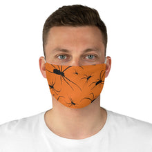 Load image into Gallery viewer, Orange With Spider Pattern Fabric Face Mask Printed Cloth Halloween Spiders Spooky