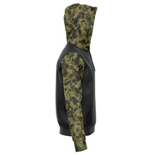 Load image into Gallery viewer, Camo Contrast Hoodie With Green, Brown and Gray Camouflage Sleeves and Hood