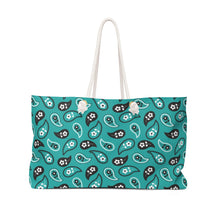 Load image into Gallery viewer, Turquoise Paisley Pattern Weekender Bag Beach Back With Rope Handles