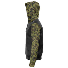 Load image into Gallery viewer, Camo Contrast Hoodie With Green, Brown and Gray Camouflage Sleeves and Hood