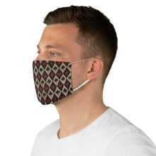 Load image into Gallery viewer, Tan With Red and Black Paying Card Suits Pattern Fabric Face Mask Printed Cloth Gambling Poker