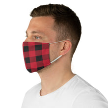 Load image into Gallery viewer, Red and Black Buffalo Plaid Printed Cloth Fabric Face Mask Country Buffalo Check Farmhouse Pattern