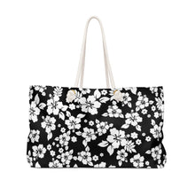 Load image into Gallery viewer, Black and White Hibiscus Hawaiian Pattern Beach Bag Weekender Bag For Shopping travel and More