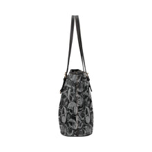 Load image into Gallery viewer, gray and black skull tote Leather Tote Bag/Small (Model 1651)