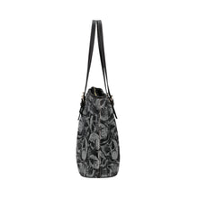 Load image into Gallery viewer, gray and black skull tote Leather Tote Bag/Small (Model 1651)