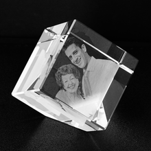Load image into Gallery viewer, Laser Etched Custom Photo Crystal Corner Cube