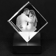 Load image into Gallery viewer, Laser Etched Custom Photo Crystal Corner Cube