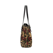 Load image into Gallery viewer, skull roses tote Leather Tote Bag/Small (Model 1651)