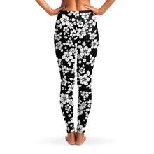 Load image into Gallery viewer, Black and White Hibiscus Flower Hawaiian Pattern Leggings XS - XL Squat Proof