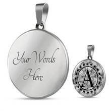 Load image into Gallery viewer, Spider Monogram on Gray Faux Marble Jewelry Stainless Steel Round Pendant Necklace With Chain and Gift Box
