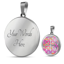 Load image into Gallery viewer, Pink Watercolor Celtic Knotwork Knot Necklace Pendant