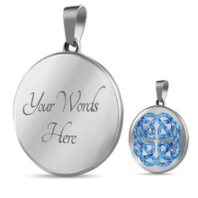 Load image into Gallery viewer, Blue Watercolor Celtic Knotwork Pendant Necklace