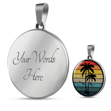 Load image into Gallery viewer, Retro Sunset With Palm Trees and Seagulls Circle Pendant Stainless Steel Necklace With Gift Box