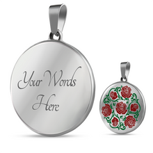 Load image into Gallery viewer, Red and Green Rose Round Pendant Stainless Steel or Gold