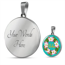 Load image into Gallery viewer, Aloha Hawaiian Floral Wreath Jewelry Round Circle Pendant Necklace With Gift Box and Chain in Stainless Steel or 18K Gold Finish