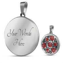 Load image into Gallery viewer, Red and Black Roses on Round Pendant In Stainless Steel or Gold