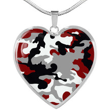 Load image into Gallery viewer, Red, Black, Gray and White Heart Shaped Stainless Steel Pendant Necklace