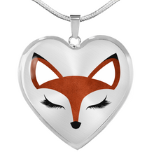 Load image into Gallery viewer, Pretty Red Fox Heart Shaped Pendant and Necklace Gift Set In Silver or Gold