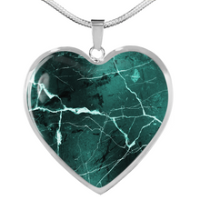 Load image into Gallery viewer, Turquoise Marble Design On Heart Shaped Stainless Steel Pendant Necklace