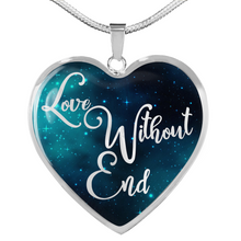 Load image into Gallery viewer, Love Without End Teal Galaxy Heart Shaped Pendant Necklace Gift Set