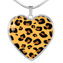 Load image into Gallery viewer, Leopard Print Pendant Necklace Heart Shaped