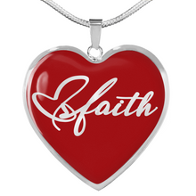 Load image into Gallery viewer, Faith Script On Stainless Steel Heart Shaped Pendant Necklace With 18K Gold Option
