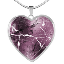 Load image into Gallery viewer, Mauve Marble Design On Stainless Steel Heart Shaped Pendant Necklace