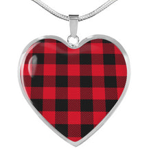 Load image into Gallery viewer, Buffalo Plaid Heart Shaped pendant Necklace Gift Set In Gold or Stainless Steel