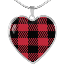Load image into Gallery viewer, Red Buffalo Plaid Heart Pendant Necklace Stainless Steel