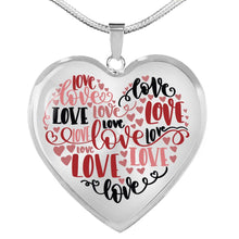 Load image into Gallery viewer, Love Words Heart Shaped Pendant In 18k Gold or Stainless Steel With Necklace and Gift Box