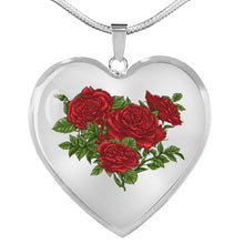 Load image into Gallery viewer, Roses On Stainless Steel Heart Shaped Pendant Gift Set