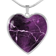 Load image into Gallery viewer, Purple Marble Heart Shaped Stainless Steel Pendant Necklace Gift Set