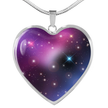 Load image into Gallery viewer, Pink, Purple and Blue Galaxy Stainless Steel Heart Shaped Pendant Necklace Gift Box