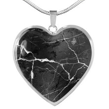 Load image into Gallery viewer, Black Marble Heart Shaped Stainless Steel Pendant