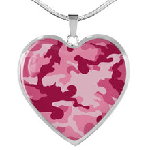 Load image into Gallery viewer, Pink Camouflage Heart Shaped Stainless Steel Pendant Necklace
