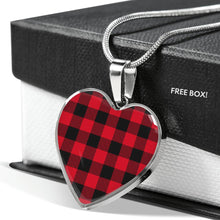 Load image into Gallery viewer, Buffalo Plaid Heart Shaped pendant Necklace Gift Set In Gold or Stainless Steel