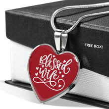 Load image into Gallery viewer, Blessed Wife Red Heart Pendant 18K Gold or Stainless Steel With Chain and Gift Box