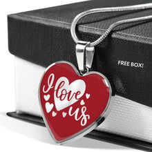 Load image into Gallery viewer, I Love Us Red Heart Shaped 18K Gold or Stainless Steel Pendant Necklace With Chain and Gift Box