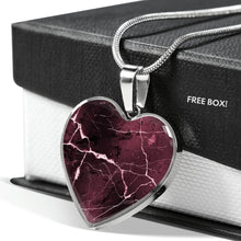 Load image into Gallery viewer, Burgundy Marble Design On Stainless Steel Heart Shaped Pendant