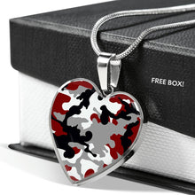 Load image into Gallery viewer, Red, Black, Gray and White Heart Shaped Stainless Steel Pendant Necklace