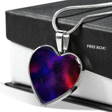 Load image into Gallery viewer, Red Purple and Blue Galaxy Nebula Space Heart Shaped Stainless Steel Pendant Necklace Gift Set