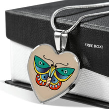 Load image into Gallery viewer, Butterfly Old School Vintage Traditional Tattoo Heart Shaped Pendant Necklace