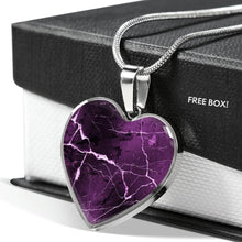 Load image into Gallery viewer, Purple Marble Heart Shaped Stainless Steel Pendant Necklace Gift Set