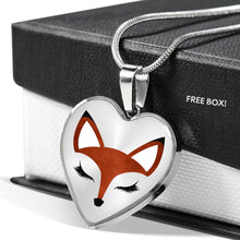Load image into Gallery viewer, Pretty Red Fox Heart Shaped Pendant and Necklace Gift Set In Silver or Gold