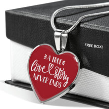 Load image into Gallery viewer, A True Love Story Never Ends Red Heart Shaped Pendant Stainless Steel or 18K Gold Plated