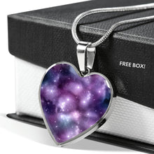 Load image into Gallery viewer, Purple Galaxy Nebula Heart Shaped Stainless Steel Pendant Gift Set